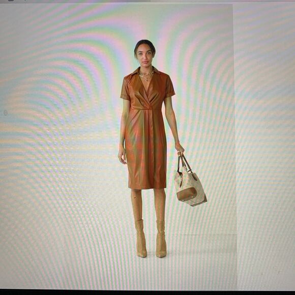 Women's Nine West Faux-Leather Midi Dress size M sleek, smooth and sophisticated - Picture 12 of 12